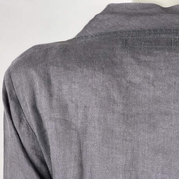 Flax Linen Shirt Women P 3/4 Sleeve V-neck ButtonUp Lightweight Blouse Top Tunic - Picture 6 of 9